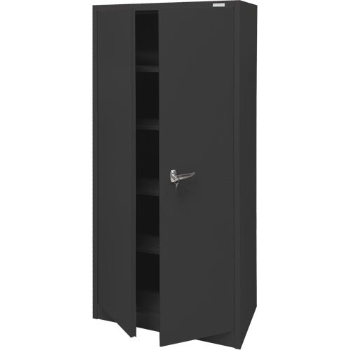 Armoire d'entreposage, Acier, 4 Tablettes, 66" h x 30" la x 15" P, Noir M & M Nord Ouest Inc