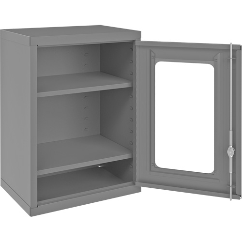 Armoire de rangement murale avec portes transparentes, 26-15/16" h x 18-1/8" la x 13-11/16" p, 2 tablettes, Acier, Gris M & M Nord Ouest Inc