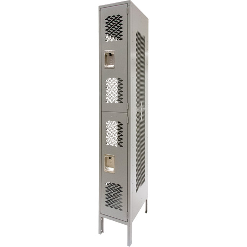 Vented Lockers, 2 -tier, 12" x 18" x 78", Steel, Grey, Knocked Down, Perforated M & M Nord Ouest Inc