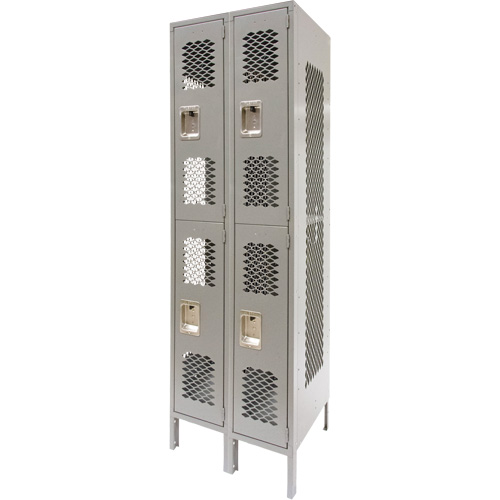 Casiers ventil&eacute;s, 2 niveaux, Bloc de 2, 24" x 18" x 78", Acier, Gris, D&eacute;mont&eacute;, Perfor&eacute; M & M Nord Ouest Inc