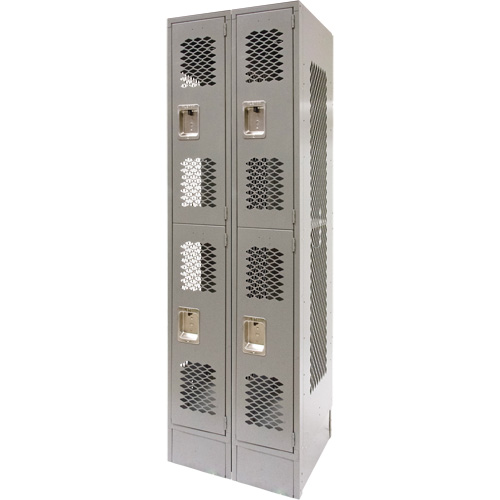 Vented Lockers, 2 -tier, Bank of 2, 24" x 18" x 78", Steel, Grey, Knocked Down, Perforated M & M Nord Ouest Inc