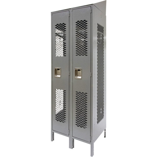 Casiers ventil&eacute;s, Bloc de 2, 24" x 18" x 88", Acier, Gris, D&eacute;mont&eacute;, Perfor&eacute; M & M Nord Ouest Inc