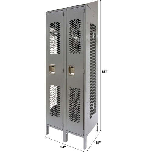 Casiers ventil&eacute;s, Bloc de 2, 24" x 18" x 88", Acier, Gris, D&eacute;mont&eacute;, Perfor&eacute; M & M Nord Ouest Inc