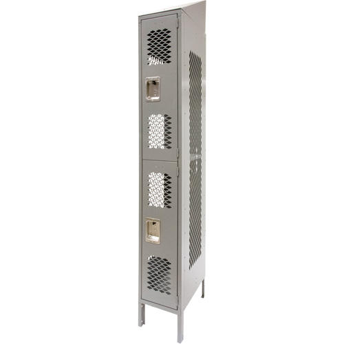 Vented Lockers, 2 -tier, 12" x 18" x 88", Steel, Grey, Knocked Down, Perforated M & M Nord Ouest Inc