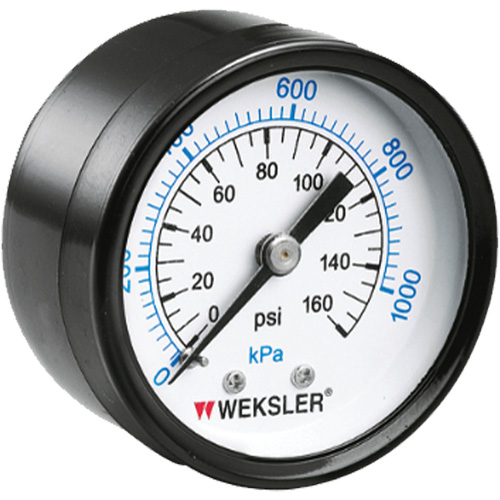 Dry Pressure Gauge, 1-1/2" , 0 - 160 psi, Back Mount, Analogue M & M Nord Ouest Inc