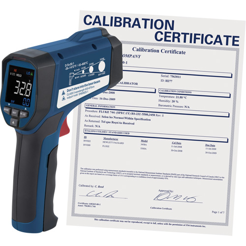 Thermom&egrave;tre &agrave; infrarouge professionnel avec certificat ISO, -26 - 1472° F ( -32 - 800° C ), 30:1, &eacute;missivit&eacute; Ajustable M & M Nord Ouest Inc