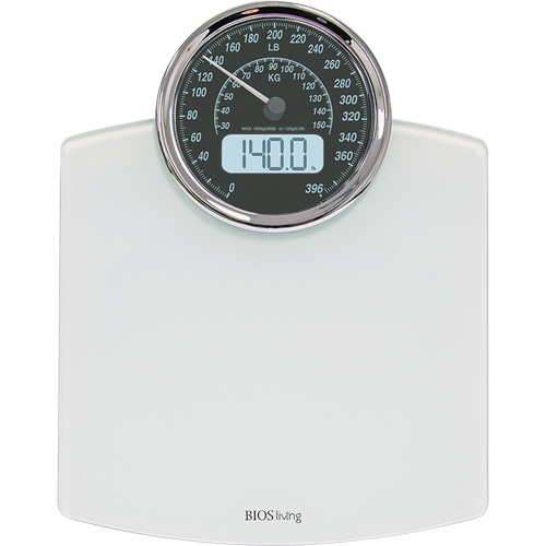 Digital Analog Scale, 396 lbs. Cap., 100 g / 0.2 lbs. Graduations M & M Nord Ouest Inc