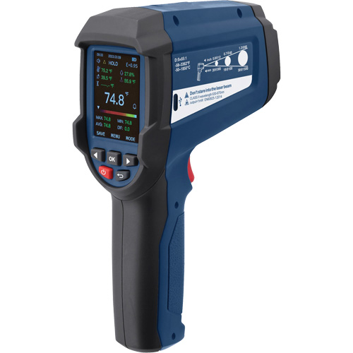 Professional Infrared Thermometer with Integrated Type K Thermocouple, -58 - 3362°F (-50 - 1850°C), 55:1, Adjustable Emmissivity M & M Nord Ouest Inc