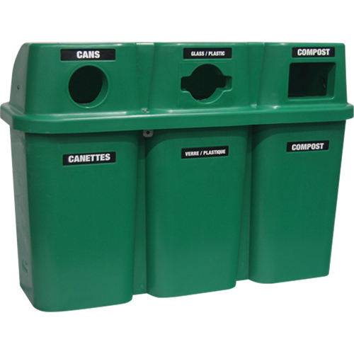 Recycling Containers Bullseye, Curbside, Plastic, 3 x 22 US Gal. M & M Nord Ouest Inc