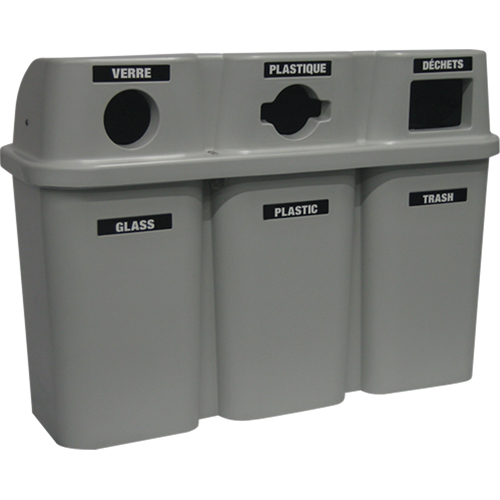 Contenants de recyclage Bullseye, Bord de rue, Plastique, 3 x 22 gal. US M & M Nord Ouest Inc