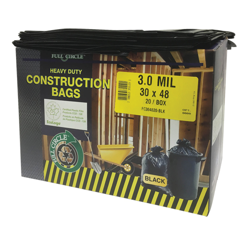 Sacs pour d&eacute;chets pour entrepreneurs, Fort, 30" la x 48" lo, 3 mils, Noir, Capacit&eacute; 113,56 L (30 gal.) M & M Nord Ouest Inc