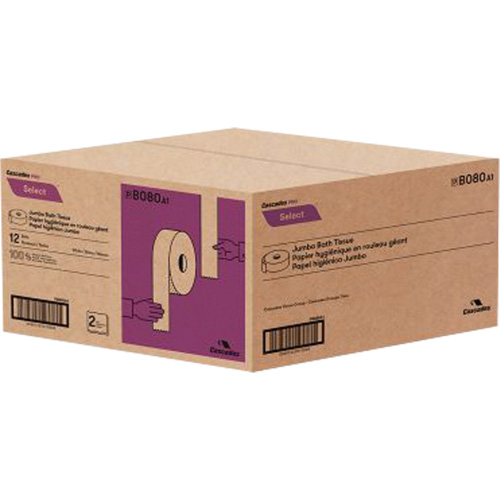 Papier hygi&eacute;nique Pro Select, Rouleau G&eacute;ant, 2 Pli, Longueur 500', Blanc M & M Nord Ouest Inc