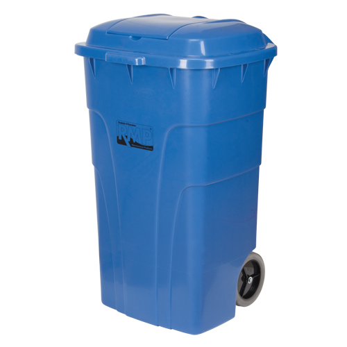 Roll Out Recycling Bin, Curbside, Polyethylene, 65 US gal. M & M Nord Ouest Inc