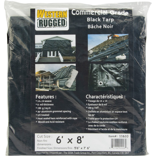 B&acirc;che, Usage industriel l&eacute;ger, Noir, 6' x 8' x 8 mils M & M Nord Ouest Inc