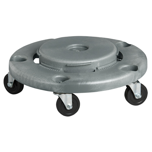 Socle roulant pour contenant &agrave; d&eacute;chets, Poly&eacute;thyl&egrave;ne, Gris, Convient aux contenants 24" dia. M & M Nord Ouest Inc