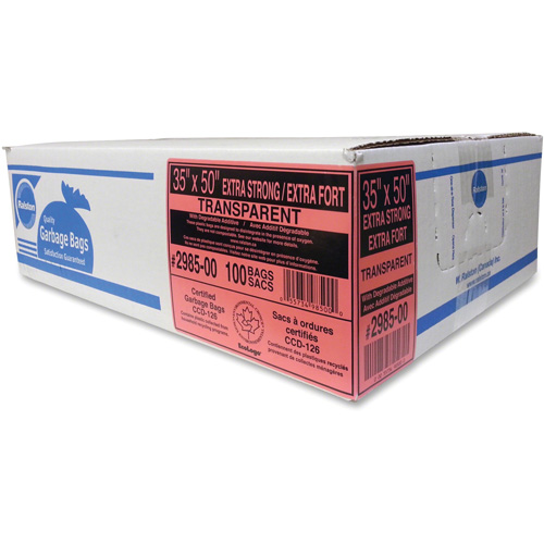 Industrial Garbage Bags, X-Strong, 35" W x 50" L, 0.95 mils, Clear M & M Nord Ouest Inc