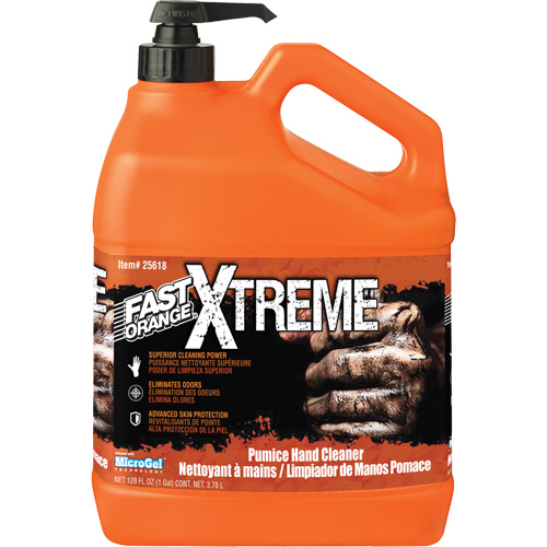 Nettoyant professionnel pour les mains Xtreme, Pierre ponce, 3,78 L, Bouteille &agrave; pompe, Orange M & M Nord Ouest Inc
