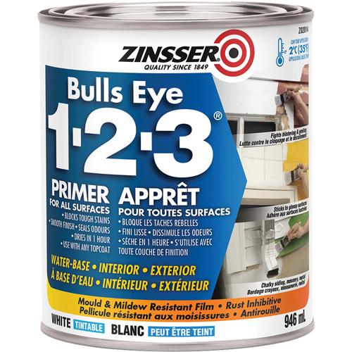 Appr&ecirc;t &agrave; base d'eau Bulls Eye 1-2-3, 946 ml, Canette, Blanc M & M Nord Ouest Inc