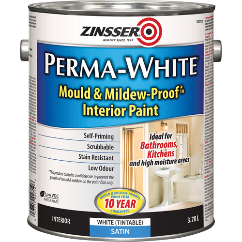 Perma-White&reg; Mold & Mildew-Proof Interior Paint, 3.78 L, Gallon, White M & M Nord Ouest Inc