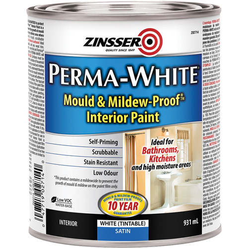 Perma-White&reg; Mold & Mildew-Proof Interior Paint, 931 ml, Can, White M & M Nord Ouest Inc