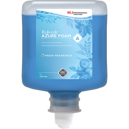 Savon &agrave; mains Refresh Azure, Mousse, 1 L, Parfum&eacute; M & M Nord Ouest Inc