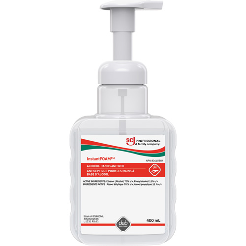 D&eacute;sinfectant pour les mains Instantfoam, 400 ml, Bouteille &agrave; pompe, 70 % alcool M & M Nord Ouest Inc