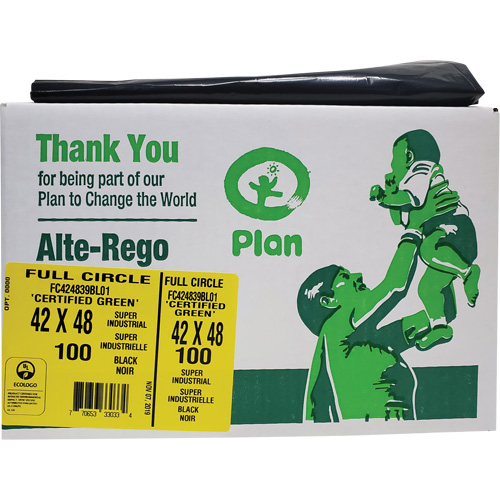 Sacs &agrave; d&eacute;chets industriels super Full Circle, Biod&eacute;gradable, T-Fort, 48" lo x 42" la, &eacute;paisseur de 1,5 mil M & M Nord Ouest Inc