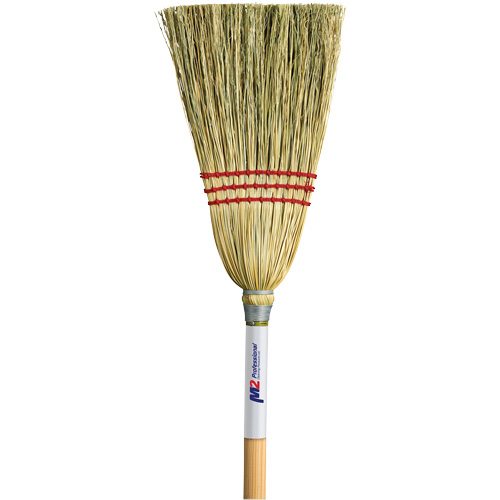 Lobby Corn Broom, 3-String, Wood Handle M & M Nord Ouest Inc
