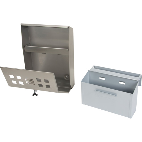 Cendrier, Montage mural, Acier inoxydable, Capacit&eacute; 1.6 Litres, Hauteur 13-4/5" M & M Nord Ouest Inc