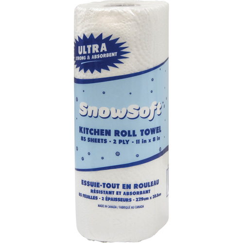 Essuie-tout pour cuisines de premi&egrave;re qualit&eacute; Snow Soft, 2 Pli, 85 Feuilles/rouleau, 8" la, 11" lo M & M Nord Ouest Inc