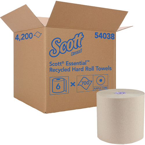 Essential 100% Recycled Brown Hard Roll Towels, 1 Ply, Standard, 700' L M & M Nord Ouest Inc