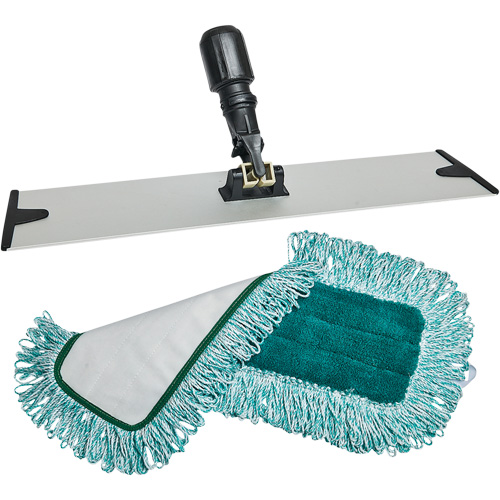 Dust Mop Pad & Frame, Hook and Loop Style, Polyester, 18" L x 5-3/4" W M & M Nord Ouest Inc