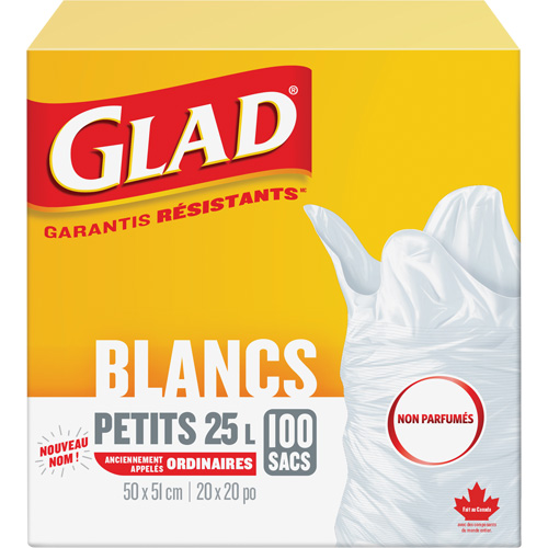 Small 25L Unscented Garbage Bags, Regular, 20" W x 20" L, White M & M Nord Ouest Inc