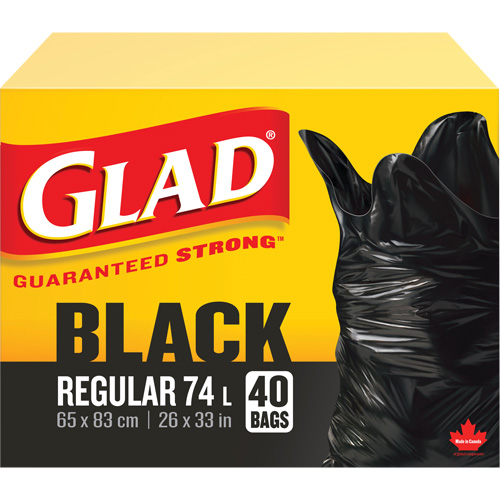 74L Garbage Bags, Regular, 26" W x 33" L, Black M & M Nord Ouest Inc