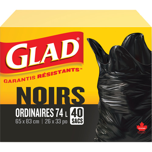 74L Garbage Bags, Regular, 26" W x 33" L, Black M & M Nord Ouest Inc