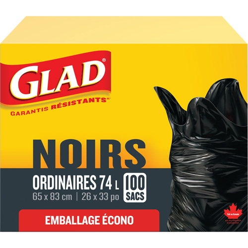 Sacs &agrave; ordures 74 L, R&eacute;gulier, 26" la x 33" lo, Noir M & M Nord Ouest Inc