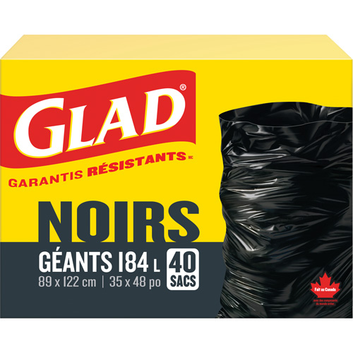 Sacs &agrave; ordures 184 L, R&eacute;gulier, 35" la x 48" lo, Noir M & M Nord Ouest Inc