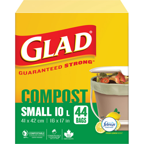 Small Compostable Bags, Regular, 17" L x 16" W, Brown, 10 L (3 Gal.) Capacity M & M Nord Ouest Inc
