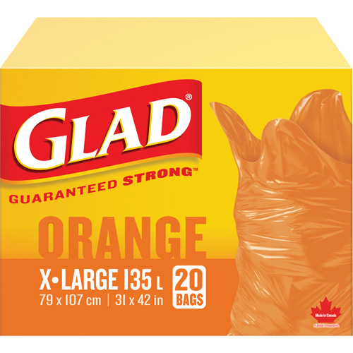 Sacs &agrave; ordures 135 L, R&eacute;gulier, 31" la x 42" lo, Orange M & M Nord Ouest Inc