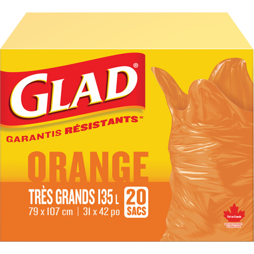Sacs &agrave; ordures 135 L, R&eacute;gulier, 31" la x 42" lo, Orange M & M Nord Ouest Inc