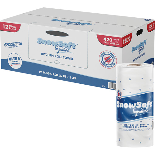 Rouleau dessuie-tout de cuisine Signature de Snow Soft, 2 Pli, 420 Feuilles/rouleau, 4,5" la, 11" lo M & M Nord Ouest Inc