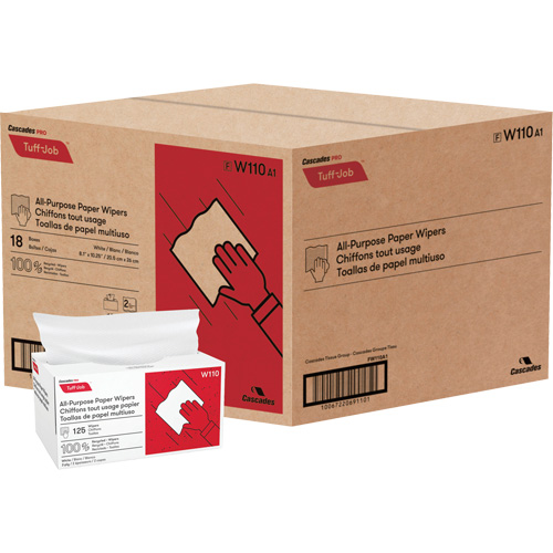 Pro Tuff-Job&reg; Single-Fold Pop-Up Paper Wipers, All-Purpose, 10-1/4" L x 8" W M & M Nord Ouest Inc