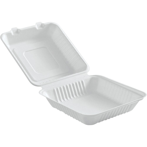 Contenants &agrave; charni&egrave;re pour nourriture compostable, Bagasse, Carr&eacute;e M & M Nord Ouest Inc