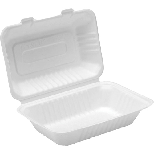 Compostable Hinged Food Containers, Bagasse, Rectangular M & M Nord Ouest Inc