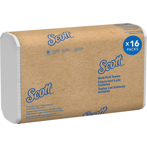 Essuie-tout &agrave; plis multiples en fibres recycl&eacute;es &agrave; 100 % Scott, 1 pli, 9-2/5" lo x 9-1/5" la, 250 /pqt M & M Nord Ouest Inc