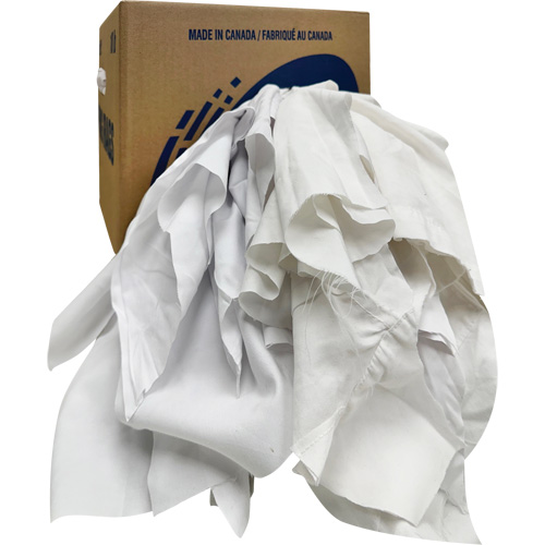 Recycled Wiping Rags, Cotton, White, 10 lbs. M & M Nord Ouest Inc