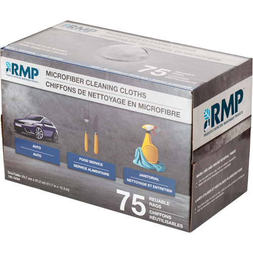 Washable Cleaning Cloths, Microfibre, White M & M Nord Ouest Inc