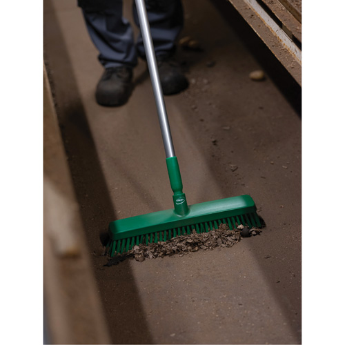 Push Broom Head, Fine/Stiff Bristles, 16-1/2", Polyester/Polypropylene, Green M & M Nord Ouest Inc