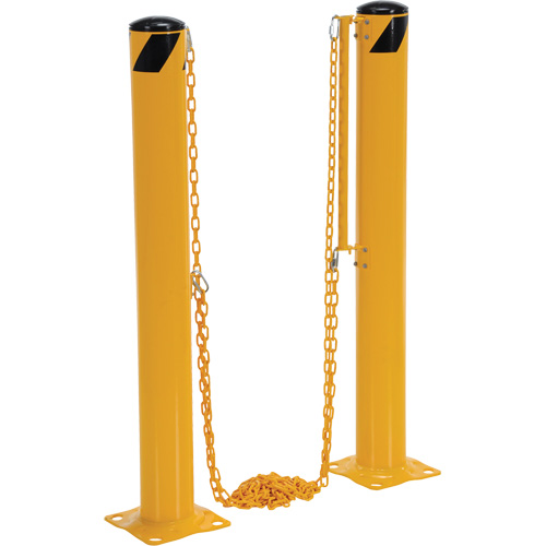 Syst&egrave;me de bornes de protection et chaînes pour quai, Acier, 42" h x 6-5/8" la, Jaune M & M Nord Ouest Inc