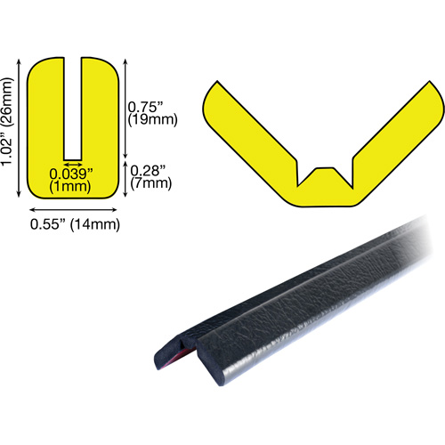 W Profile 1M Edge Protection Bumper Guard, 3.25' Long M & M Nord Ouest Inc